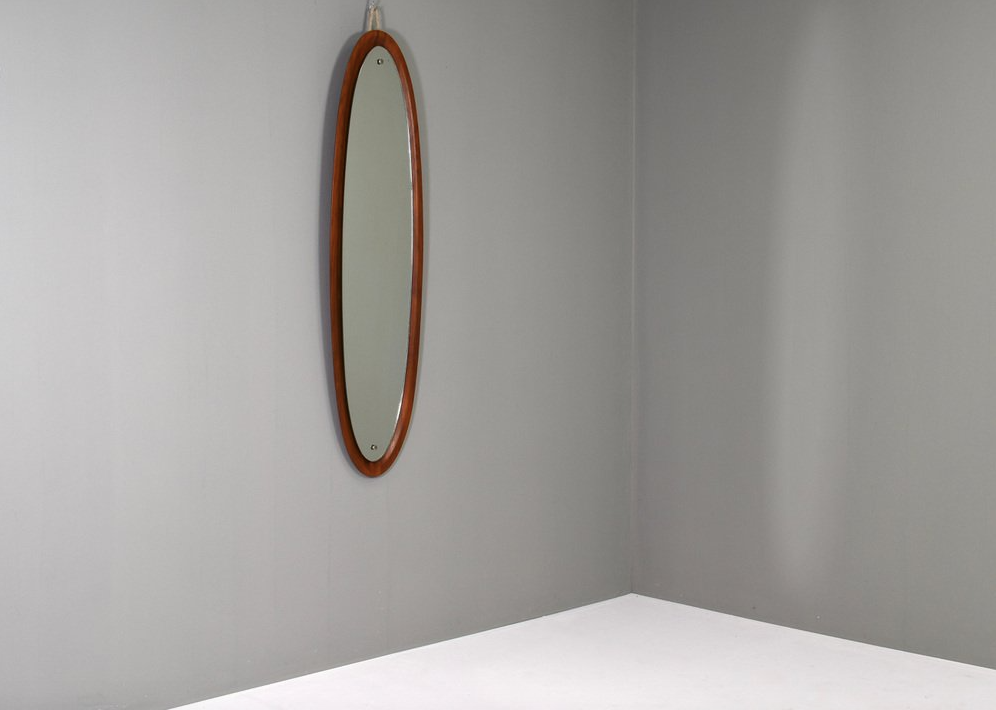 Wall mirror in teak Italy 1950 141x39cm