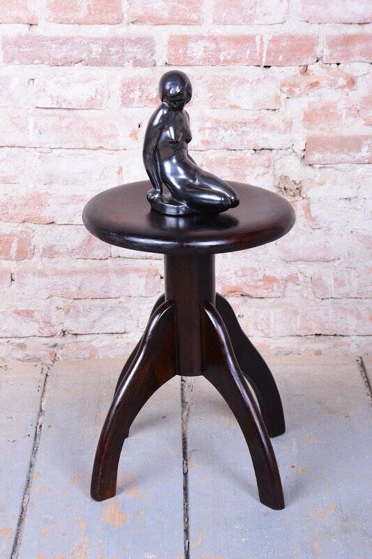 Art Deco Piano Stool in Beech and Iron, Czech, 1940s