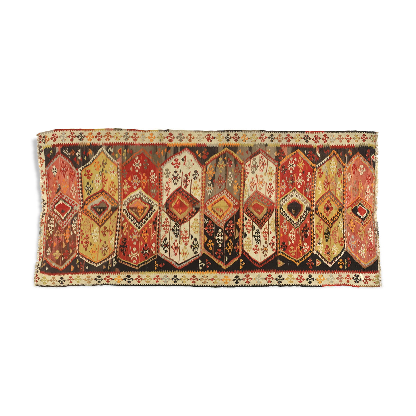 Anatolian handmade kilim rug 322 cm x 140 cm