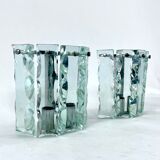 Set of two cut glass sconces by Zero Quattro, Italy 1970s
