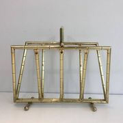 Brass faux-bamboo style magazine rack