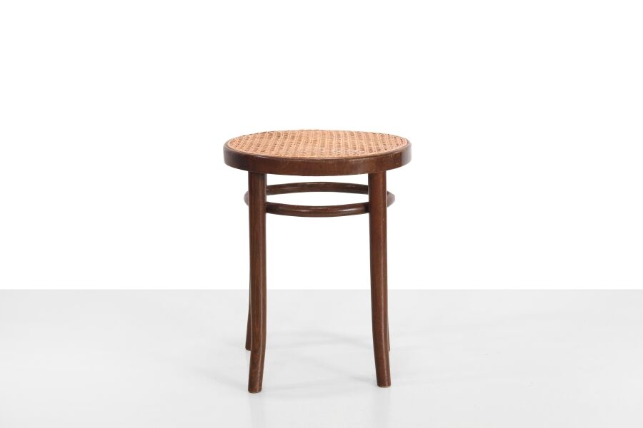 Vintage stool with rattan seat