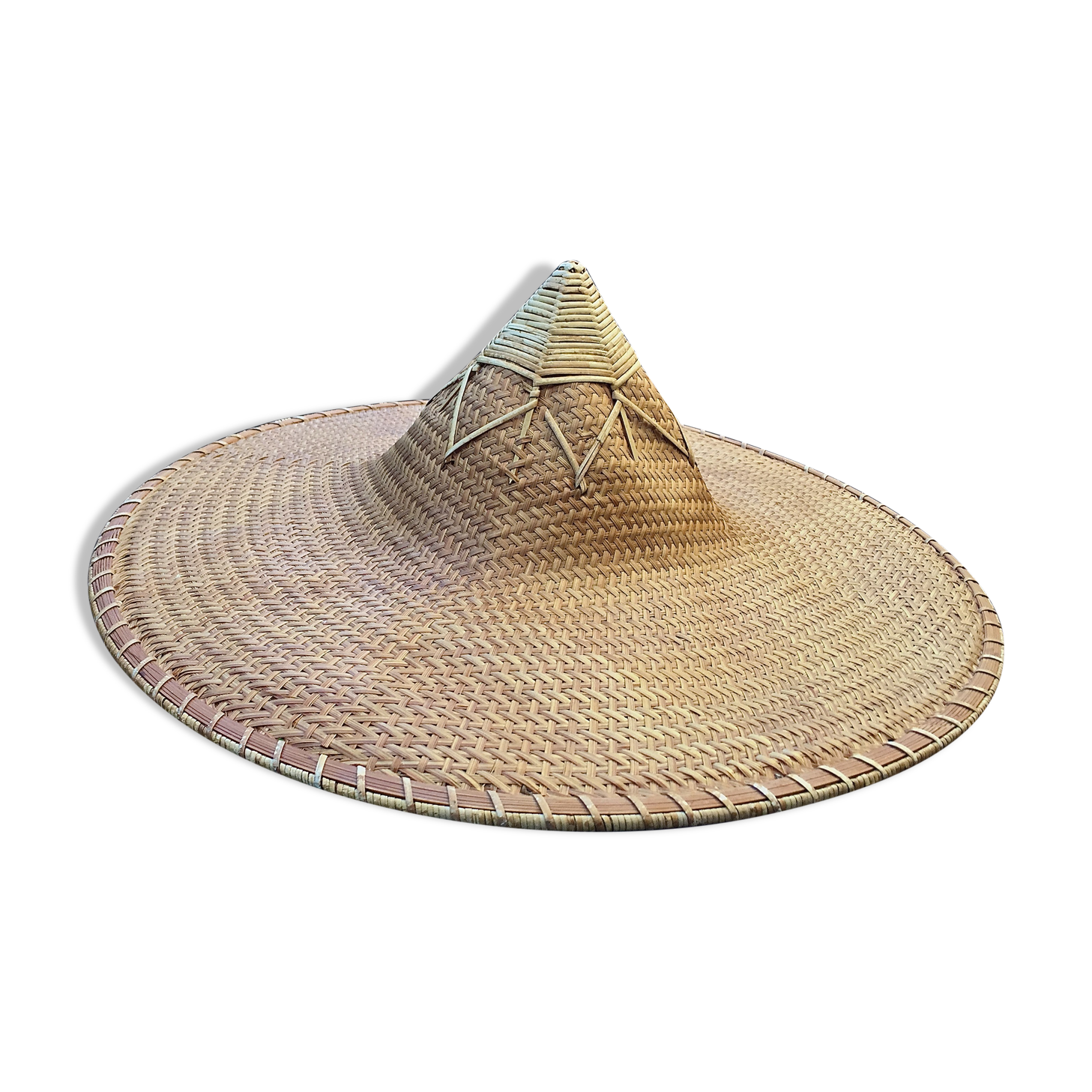 Pointu wicker hat vintage asian crafts 1980