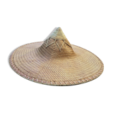 Pointu wicker hat vintage asian crafts 1980