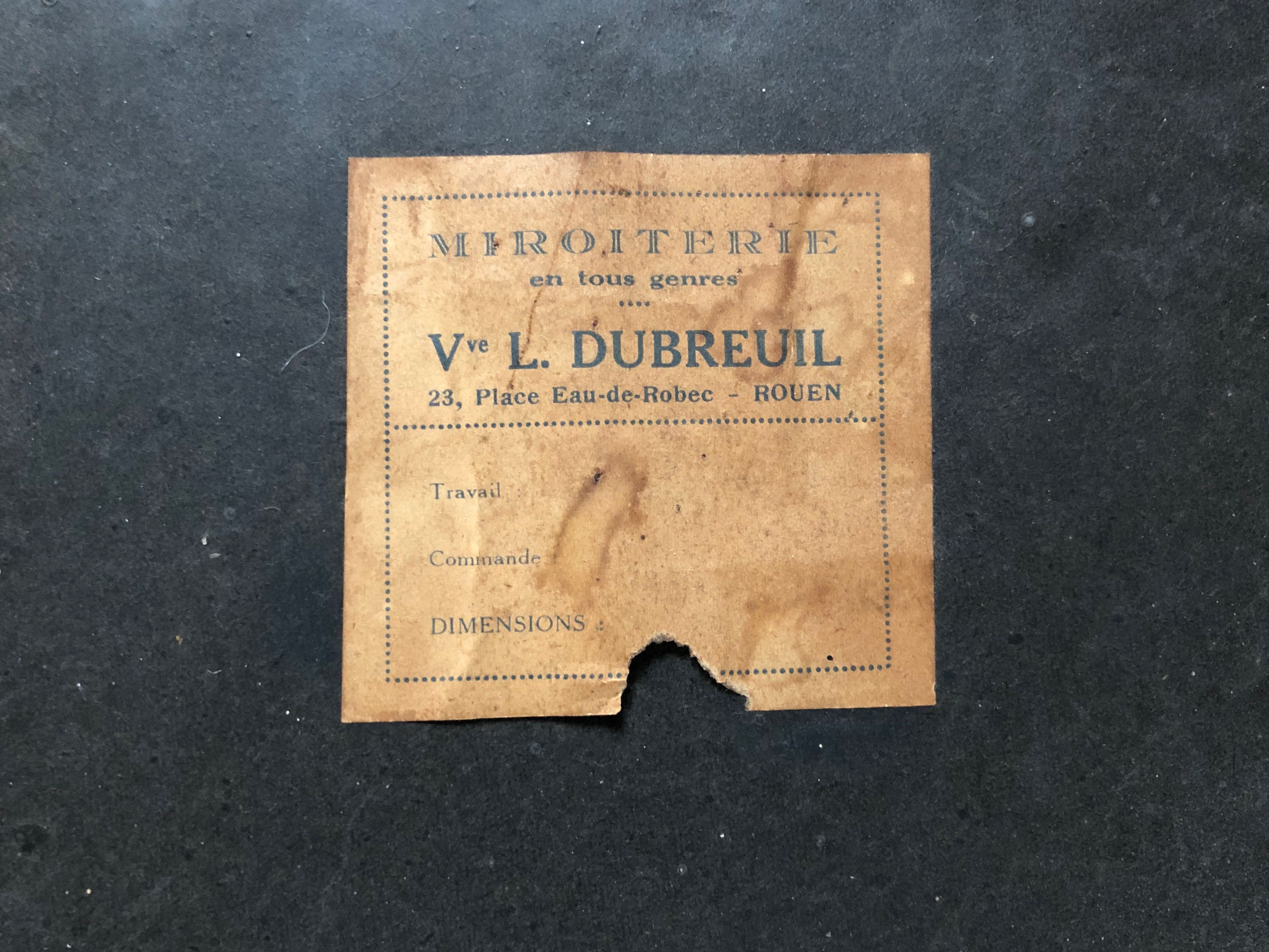 Old bevelled and engraved mirror   43x63cm