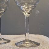 4 antique water glasses, engraved and cut crystal - 1940s