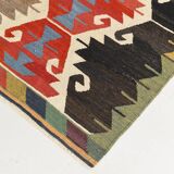 8x12 Multicolor Geometric Vintage Kilim Rug, 252x361Cm