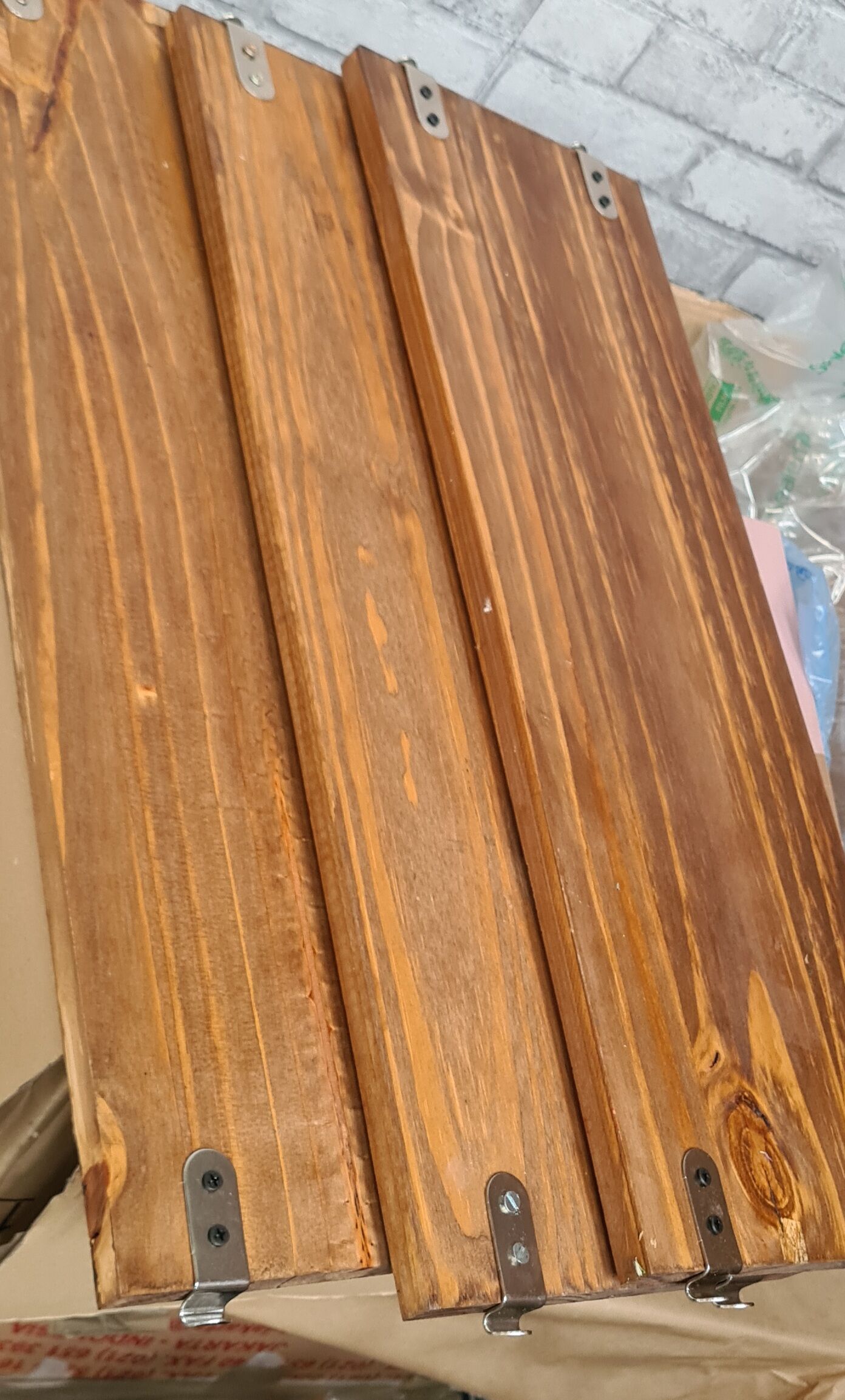 Scandinavian shelving unit, 1960-70, 3 raw wood shelves