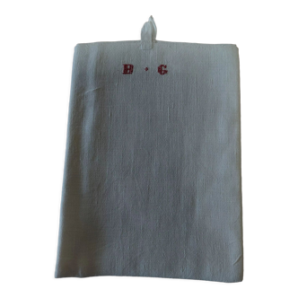 Antique cloth in red monogram linen BG 52 X 98 cm