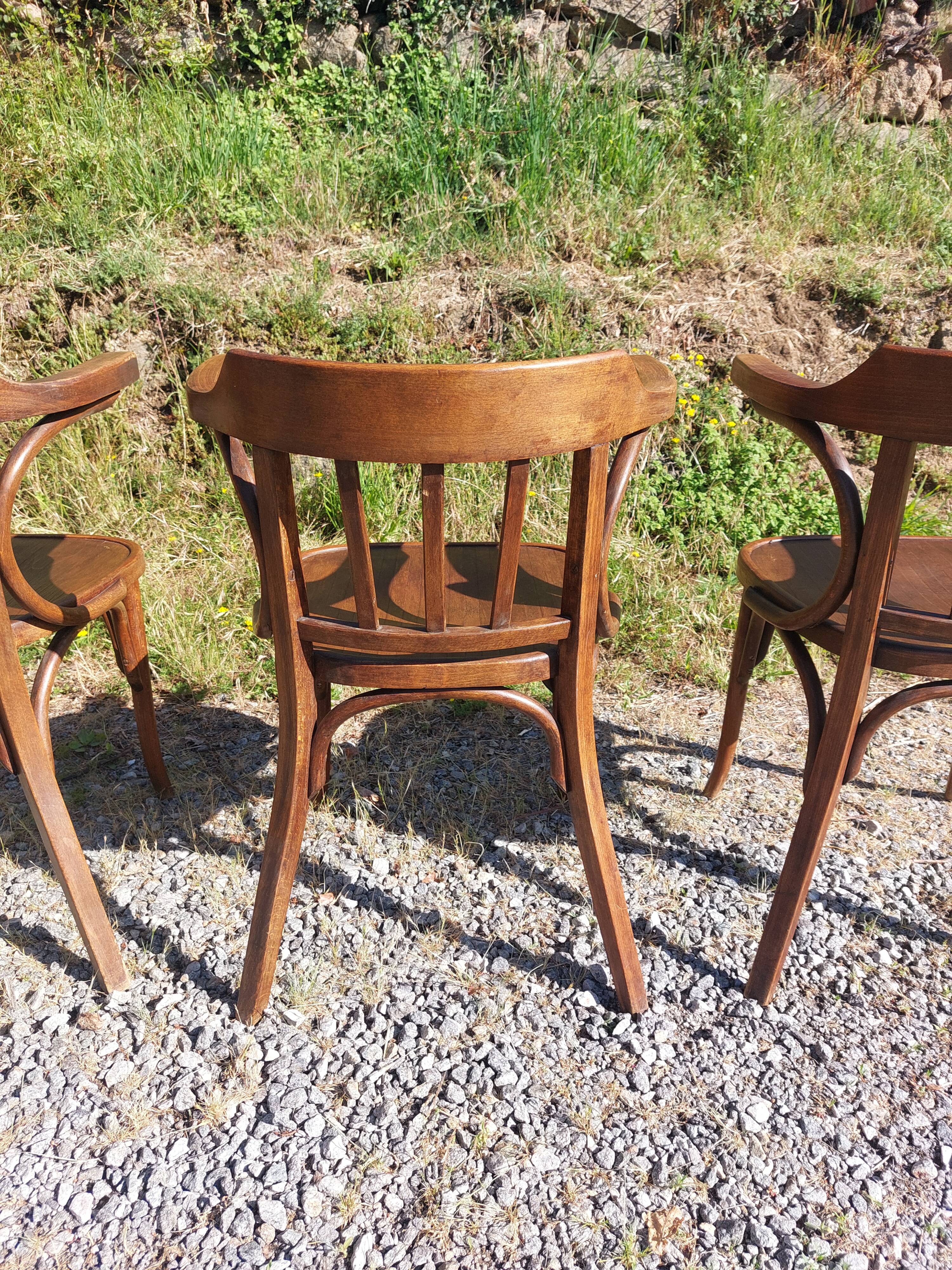 4 fauteuils Baumann en bois courbé