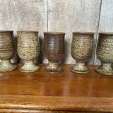 Set of 6 Mazagrans LE CEP Beige Stoneware Mugs Made In France Vintage