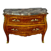 Louis XV style chest of drawers, precious wood cube marquetry, rosewood, violet wood.