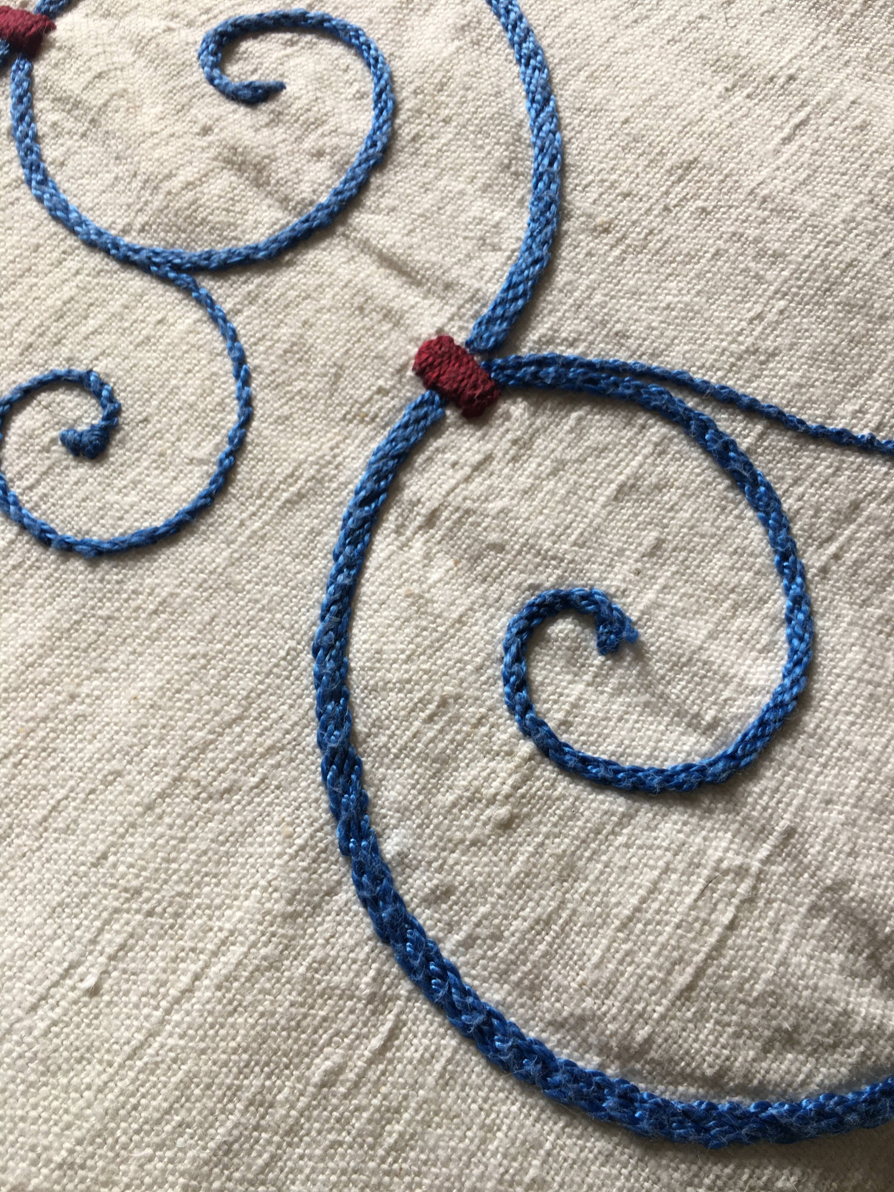 Antique embroidered linen tablecloth