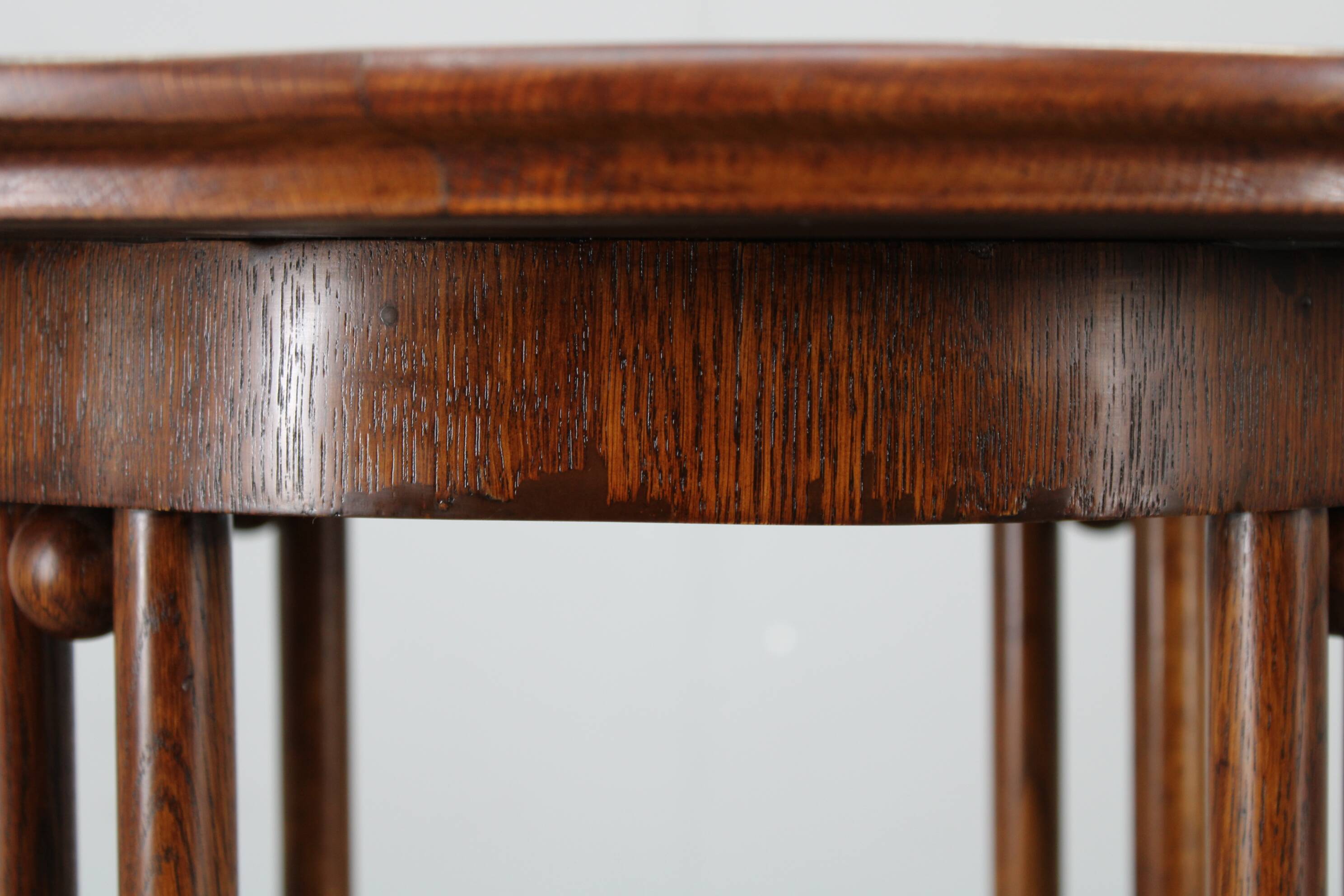 Vienna Secession coffee table in oak and brass, Czechoslovakia, 1920s.