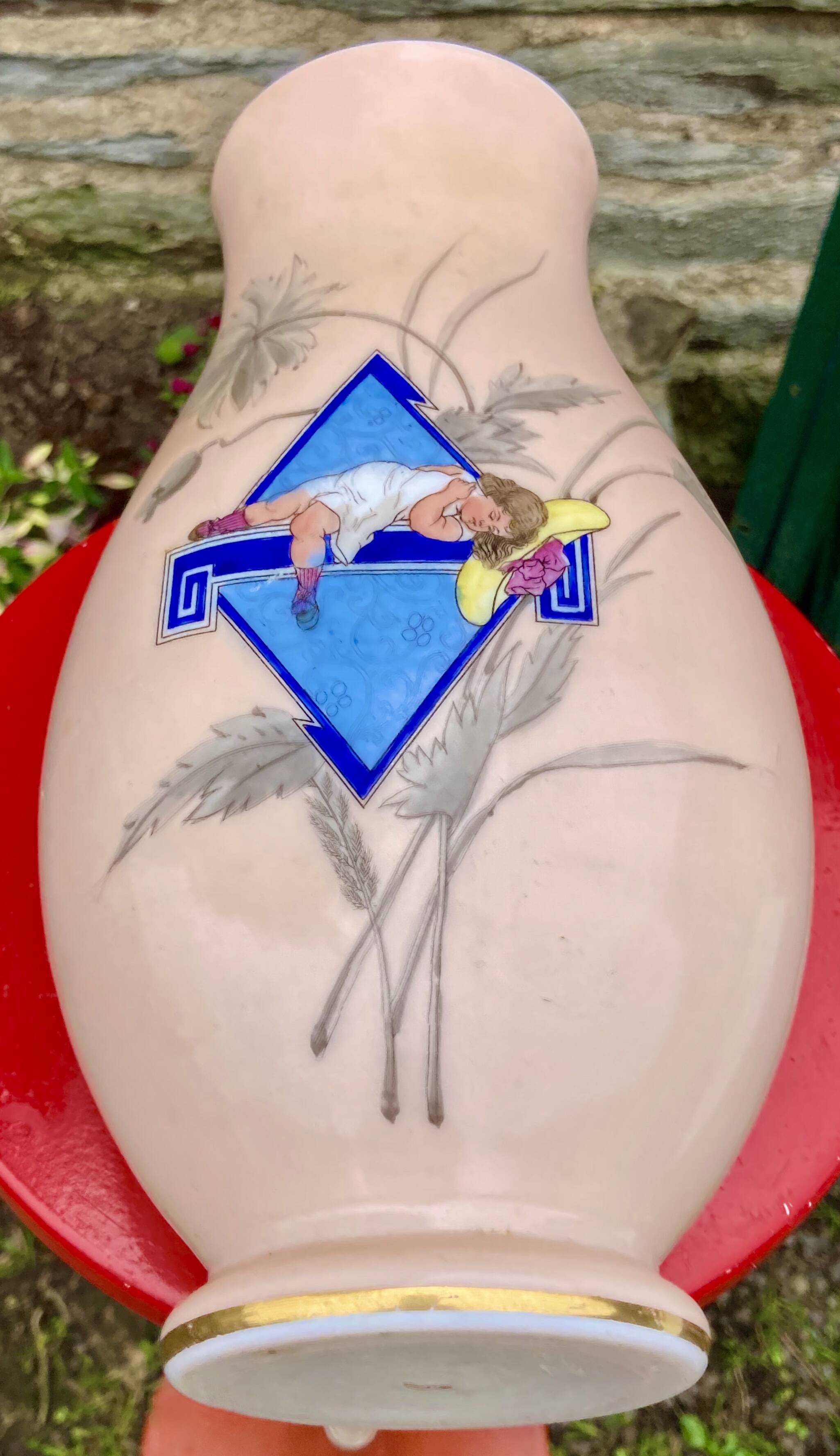 Rare opaline vase from baccarat crystal factory decor art deco art nouveau