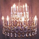 Lustre vintage ovali 12 feux design sciolari chrome métal inox space age