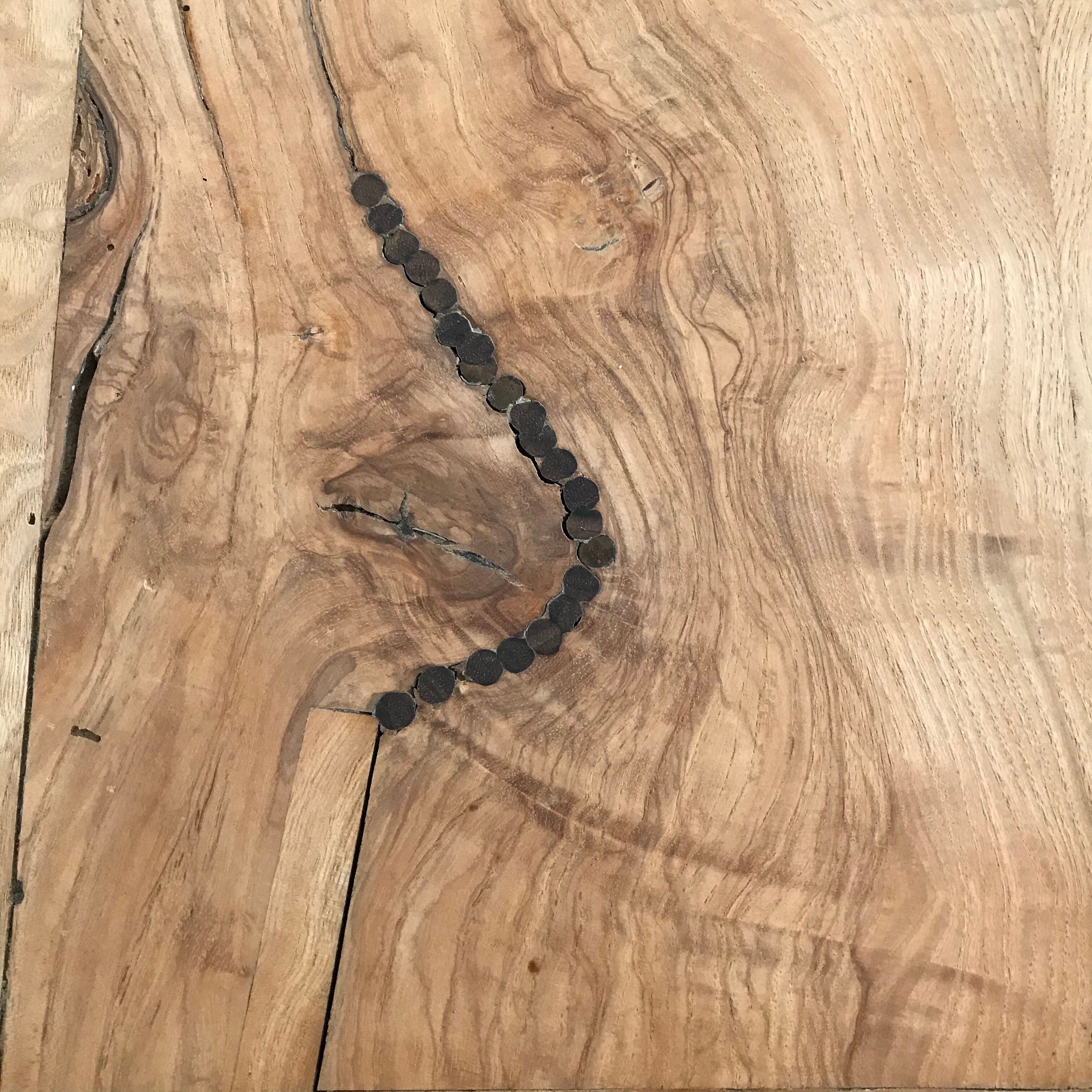 Wooden and black side table