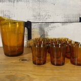 Amber Glass Orangeade Set from the 70s