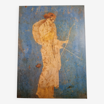 Artémis Stabiae (Diane chasseresse), reproduction vintage sur panneau, style Pompéien, 48 x 67 cm