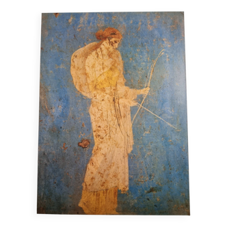 Artemis Stabiae (Diane the Huntress), vintage reproduction on panel, Pompeian style, 48 x 67 cm