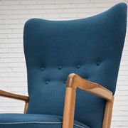 1970s, Danish armchair by Fritz Hansen, furniture wool, beech wood.