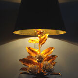 Flower lamp in golden brass 70s