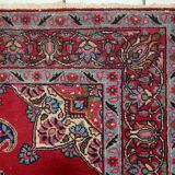 Tapis vintage fait main Kazvin en laine rouge vif (100cm x 144cm)