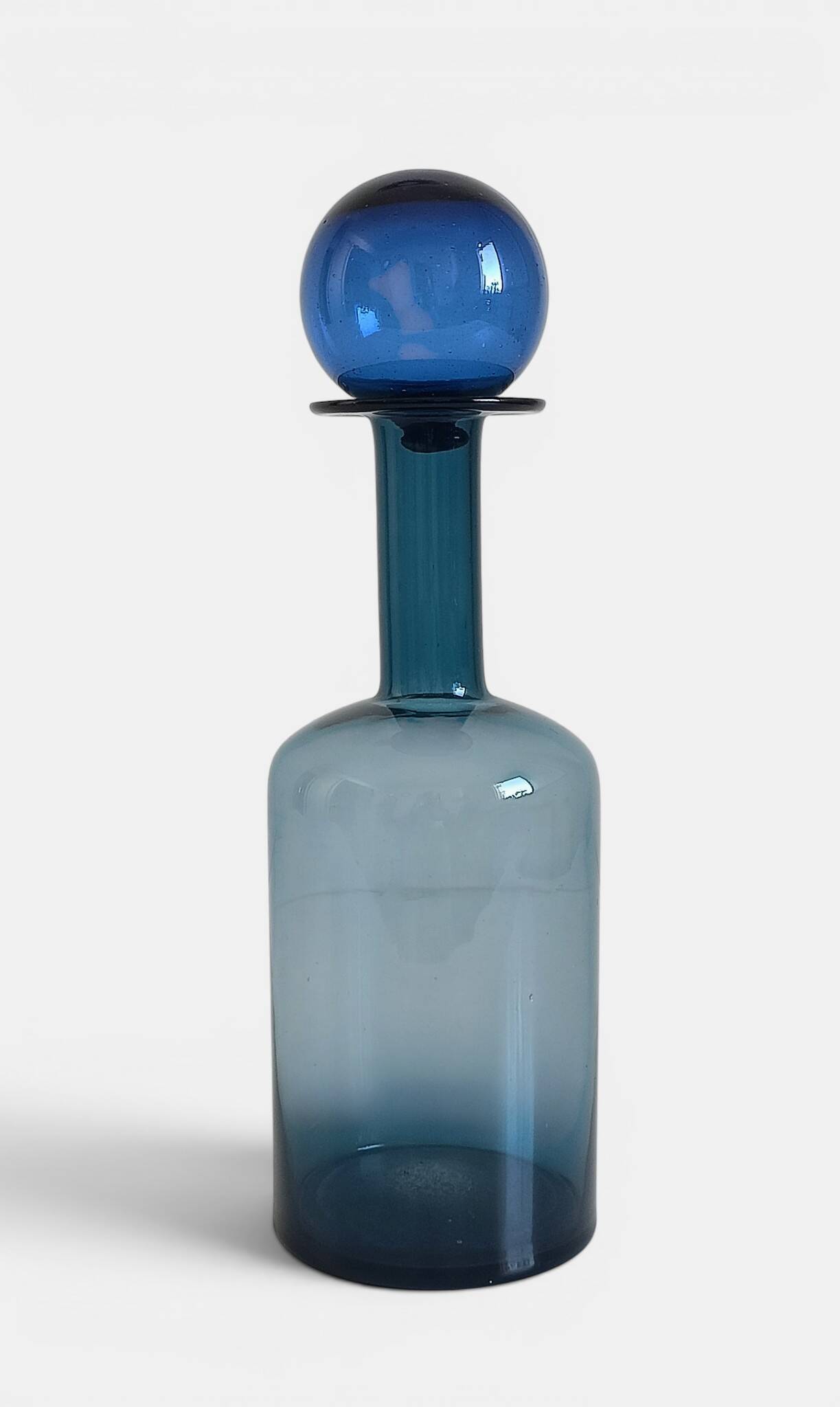 Scandinavia Modern Otto Bauer for Holmegaard Blue Glass Bottle Decanter