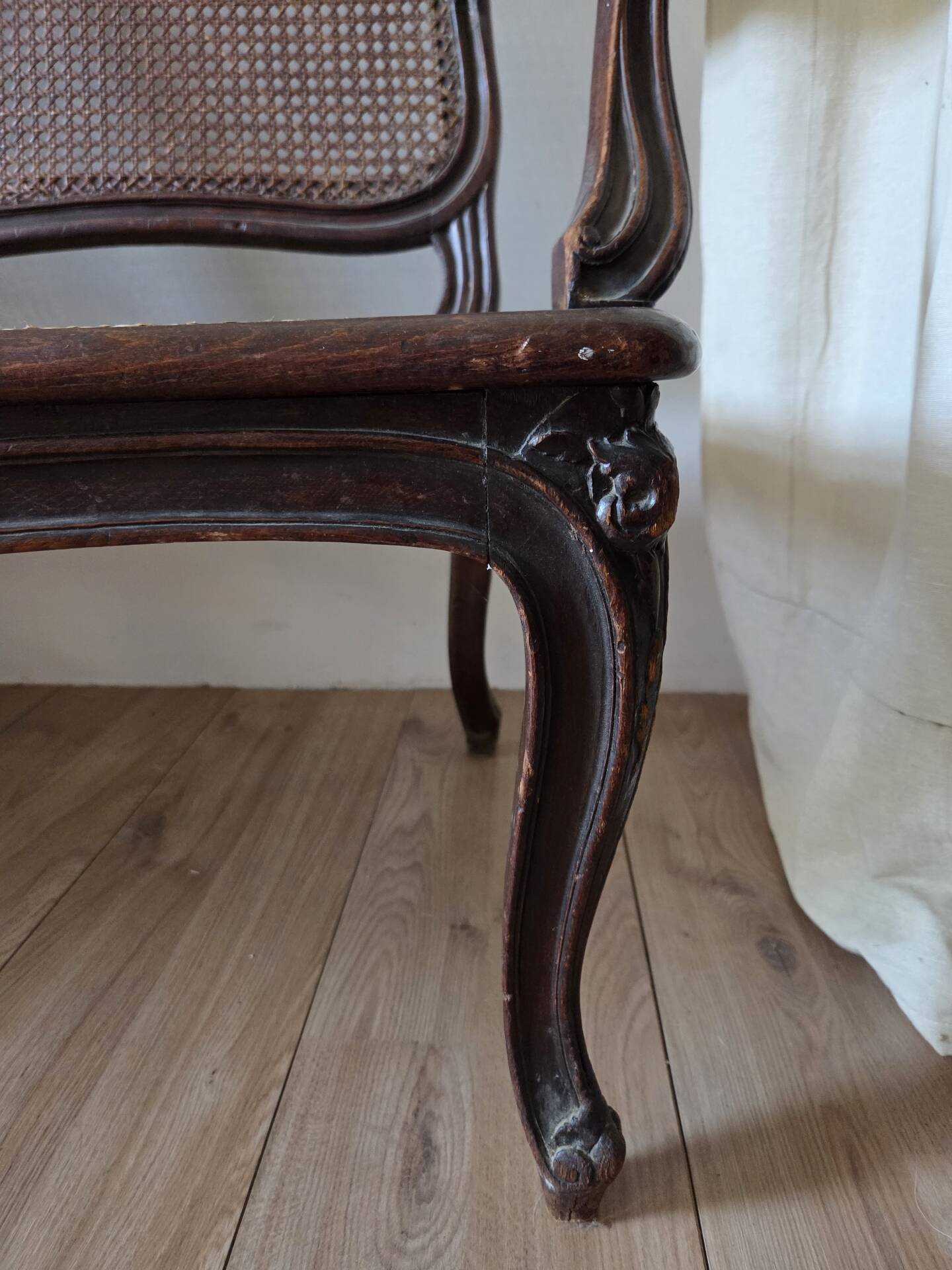 Caned bench in Louis XV style