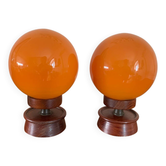 Pair of vintage Space Age/Brutalism lamps