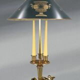 Empire Style Solid Bronze Bouillotte Lamp with Sheet Metal Shade