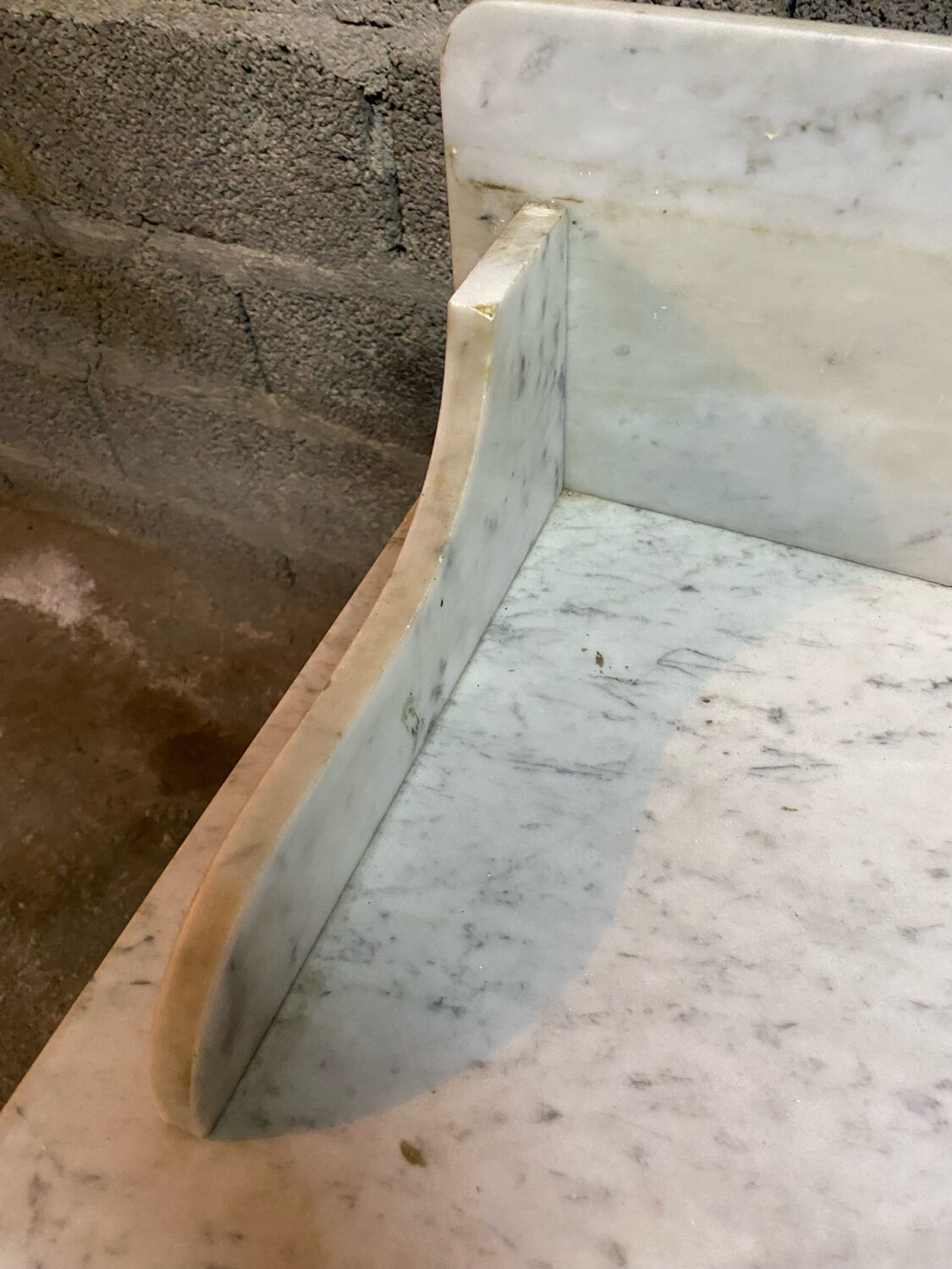 Antique dressing table, white marble