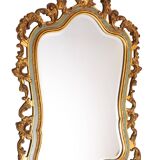 Baroque gilded Louis XV style beveled mirror with " Brevete" label, 1950s