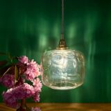 Suspension globe vintage en verre ambré