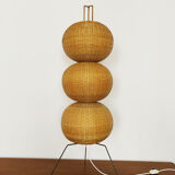 Triple wicker ball floor lamp