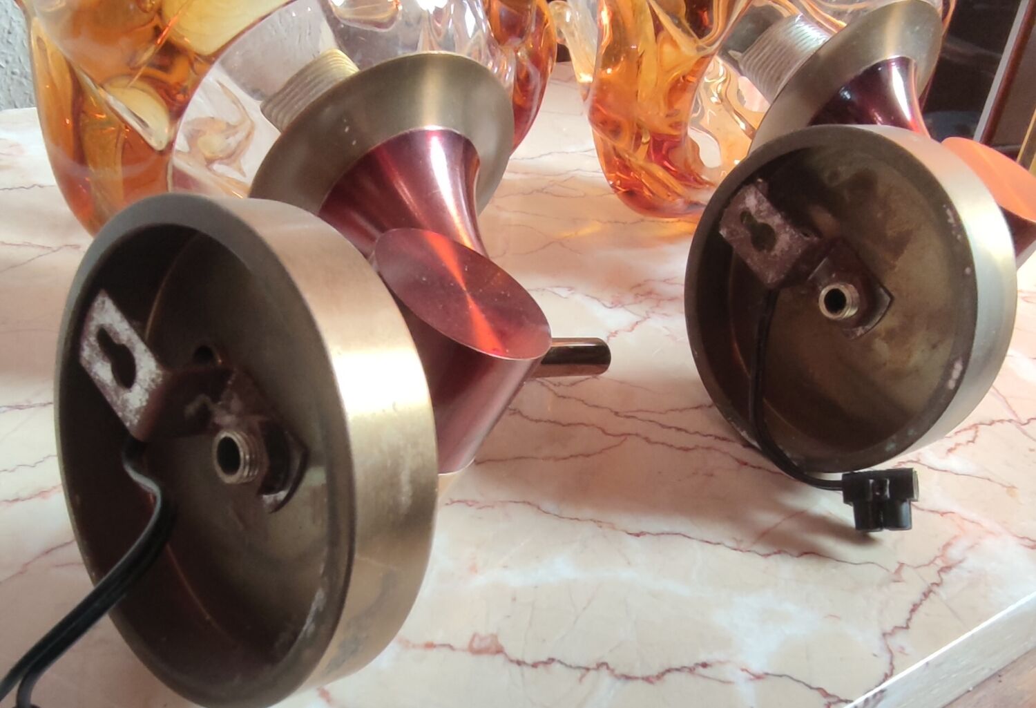 Pair of wall lamps Murano Mazzega, 1970