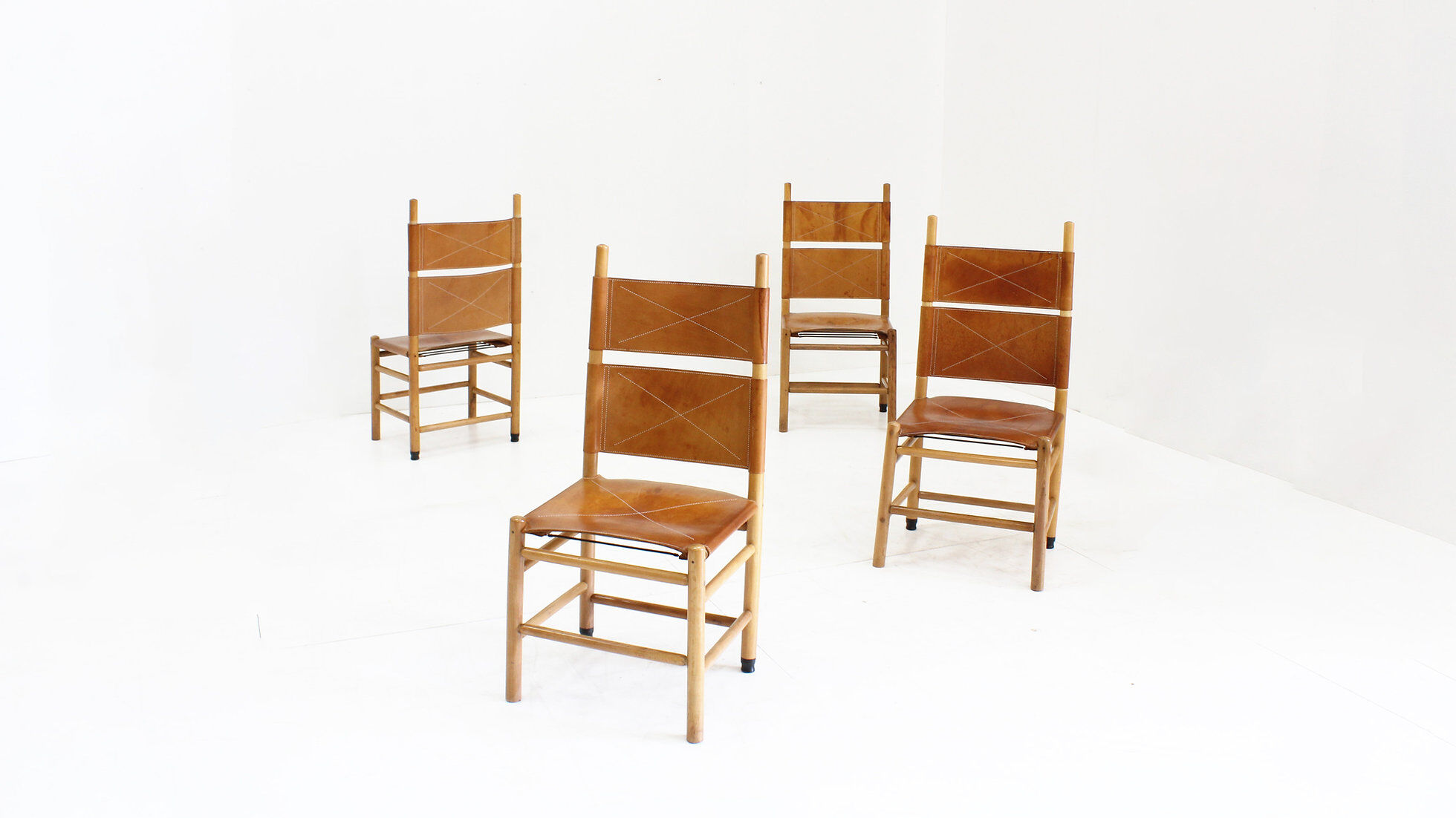 Vintage Kentucky dining chairs by Carlo Scarpa for Bernini, 1970s, set of 4