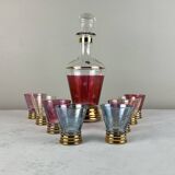 Vintage liqueur carafe and matching glasses Made in Italy
