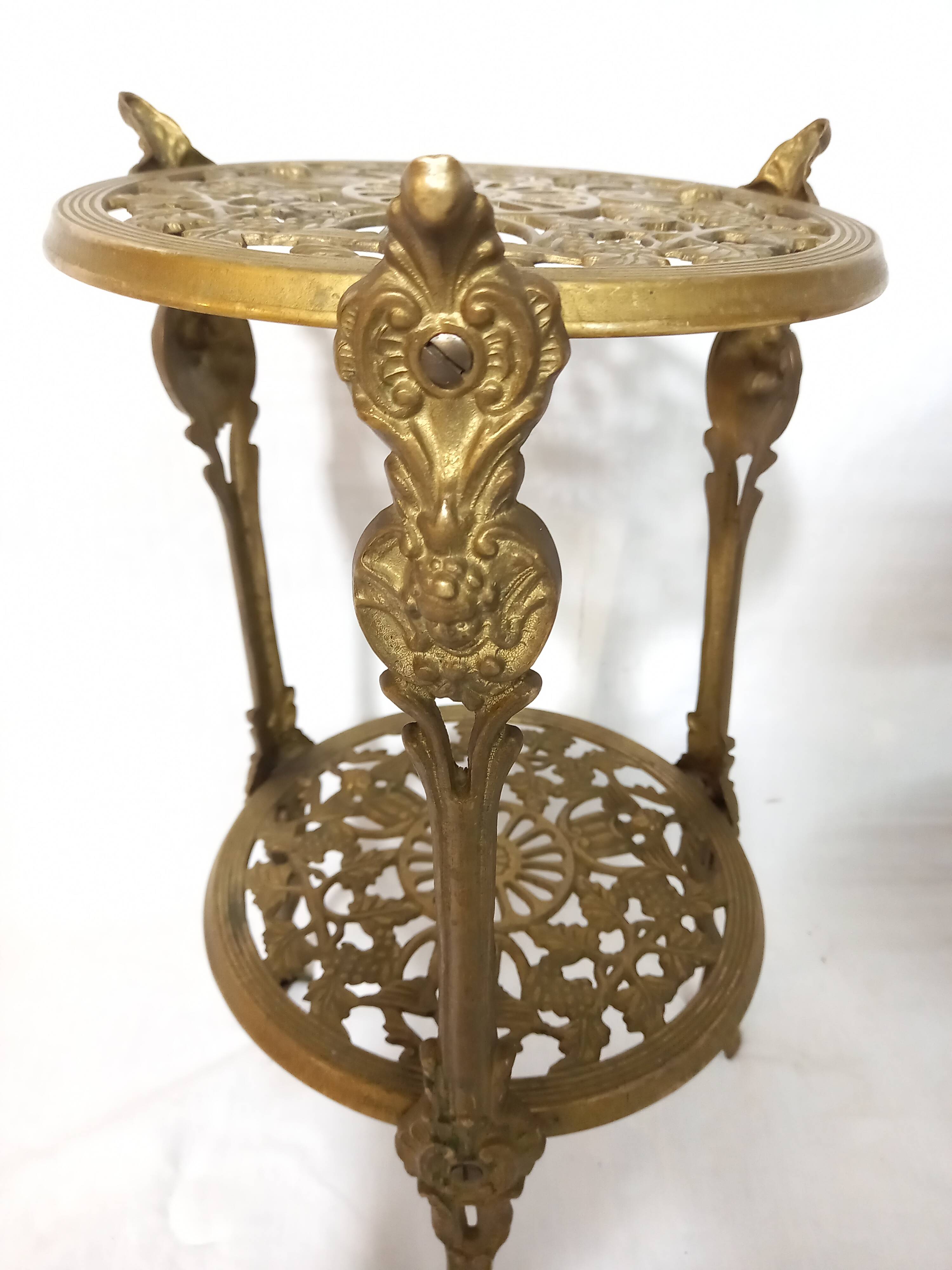 Pair of Victorian Style Openwork Brass Bolsters