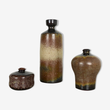 Set of 3 ceramic studio pottery vase by Elmar and Elke Kubicek, Germany, 1970