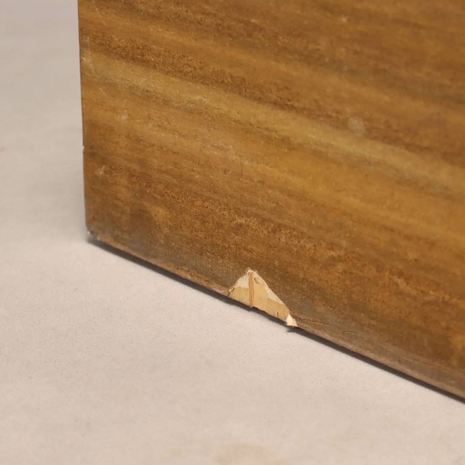 Vintage bedside table in exotic wood veneer, 1930s-1940s design.