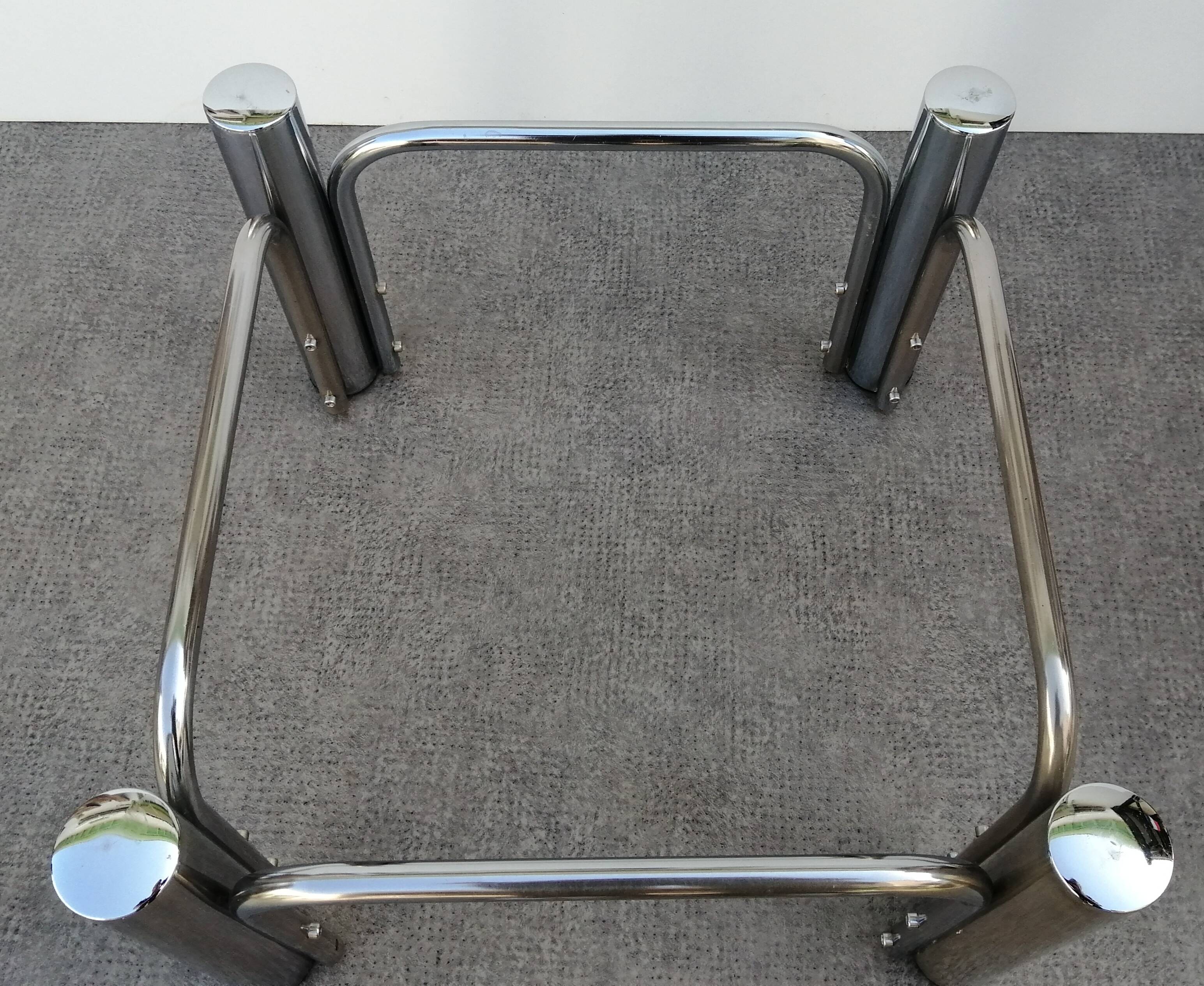 Chrome design coffee table and smoked glass space age vintage 1960