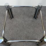 Table basse design chromé et verre fumé space age vintage 1960
