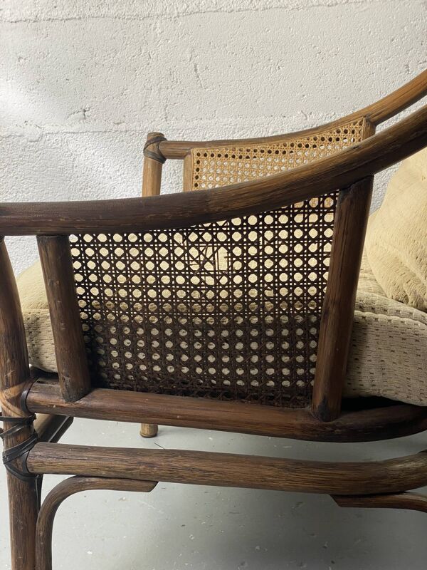 Fauteuil Colonial en bois et cannage