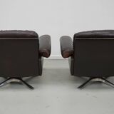 Pair of Vintage De Sede DS-31 Swivel Armchairs in Brown Leather