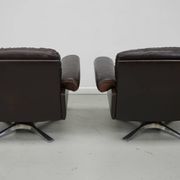 Pair of Vintage De Sede DS-31 Swivel Armchairs in Brown Leather