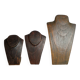 3 busts wooden necklace jewelry display