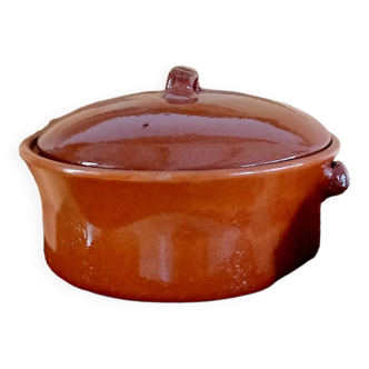 Soup tureen Pottery enamelled caramel