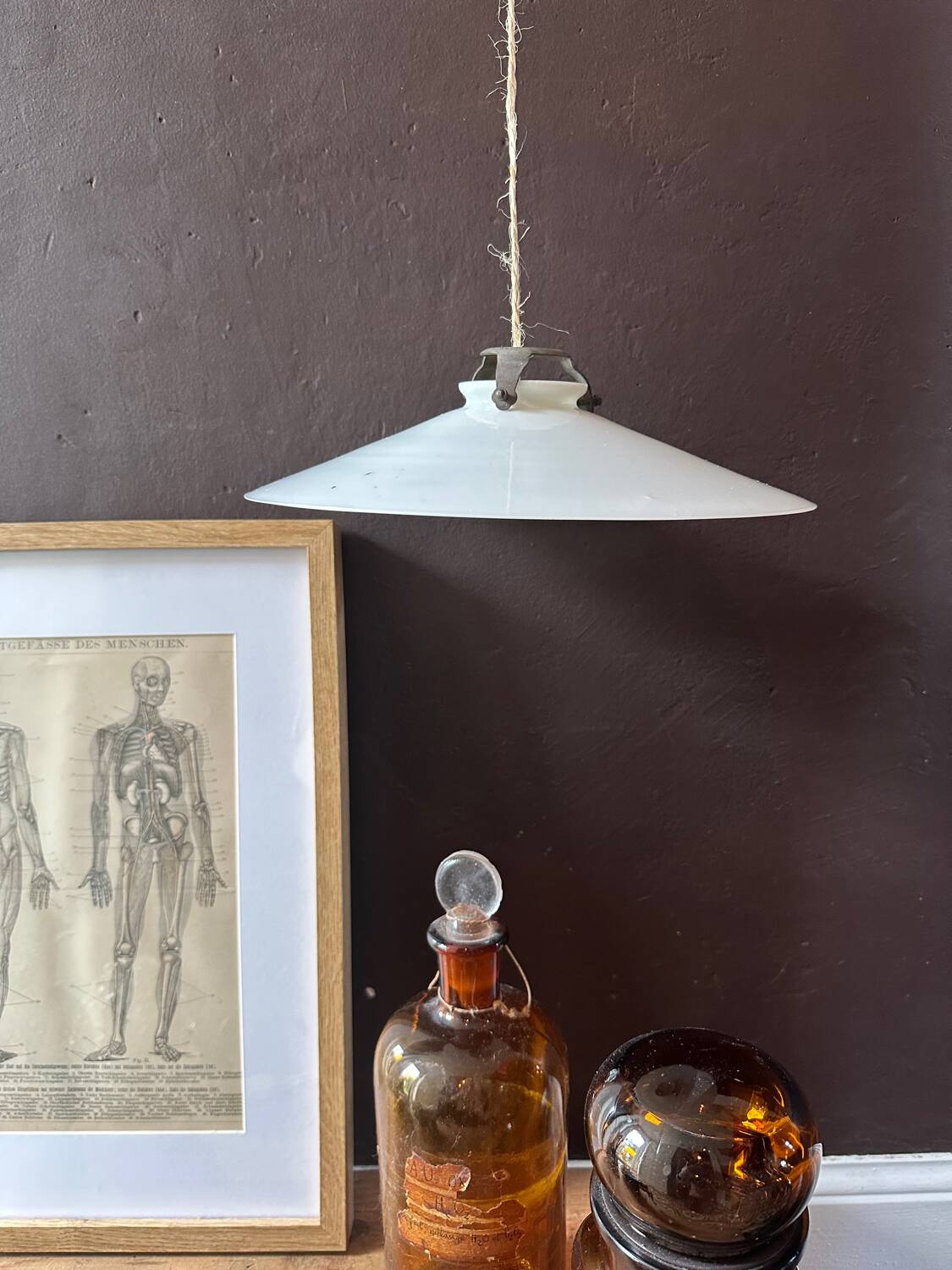 White opaline pendant light