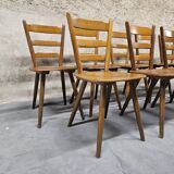 Lot of 9 1960s Campagarde bistro chairs